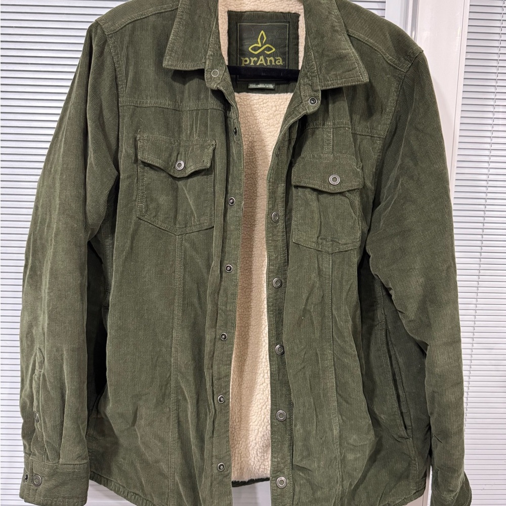 Prana Men's Olive Corduroy Shirt Jacket